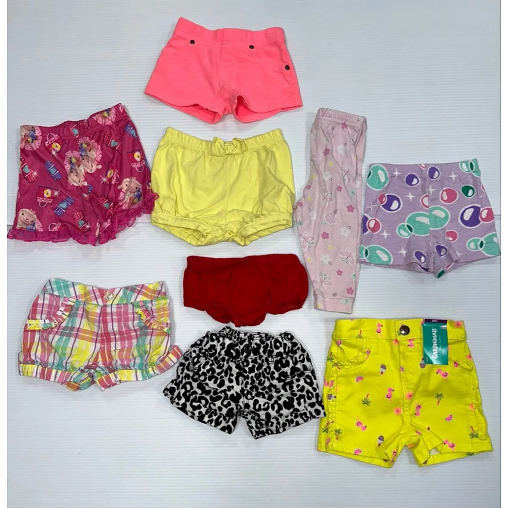 Lot of 9 baby girl bottoms bundle shorts pant bloomer size 12 months